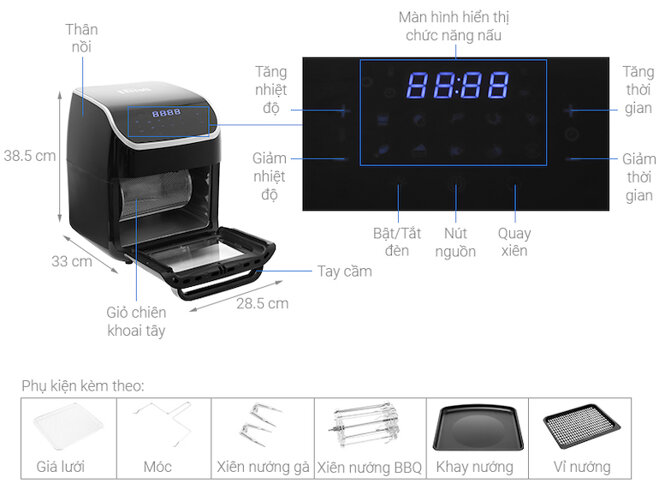 Nồi chiên không dầu 12 lít Ferroli FAF-12D