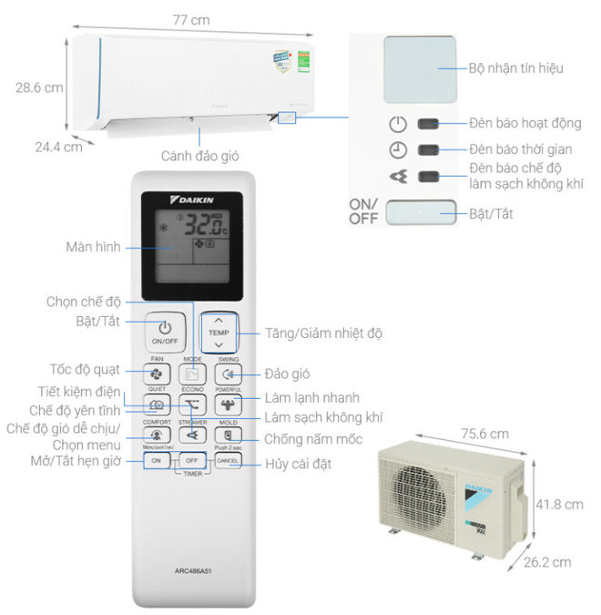 Tổng quan về điều khiển điều hòa Daikin FTKF60XVM 2023