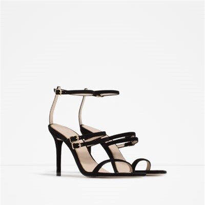 Image 2 of LEATHER STRAPPY SANDALS from Zara