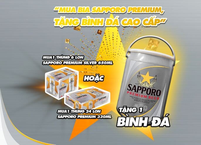 Mua bia Sapporo Premium, tặng Bình Đá Cao Cấp