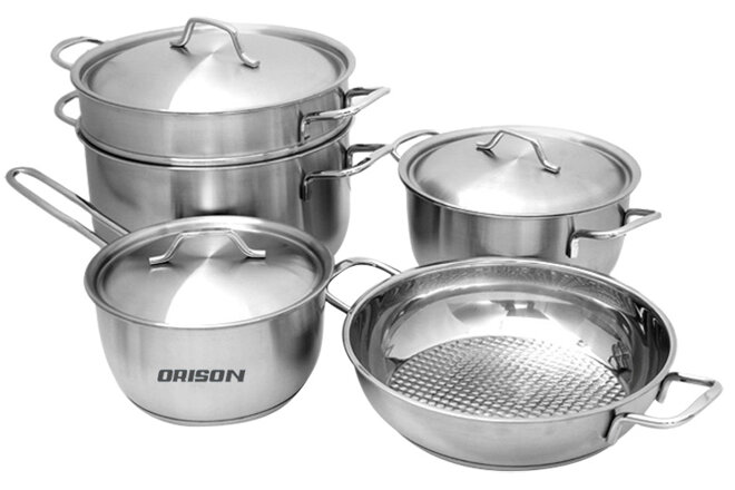 Bộ 5 món, nồi, chảo, xửng, quánh Orison OR-B5CX