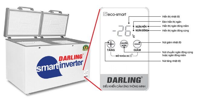 Thiết kế tủ đông Darling DMF-3699WSI-4 hiện đại, bắt mắt 