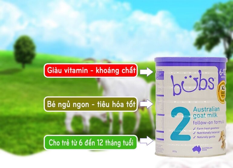 Sữa bột dê Bubs của Úc