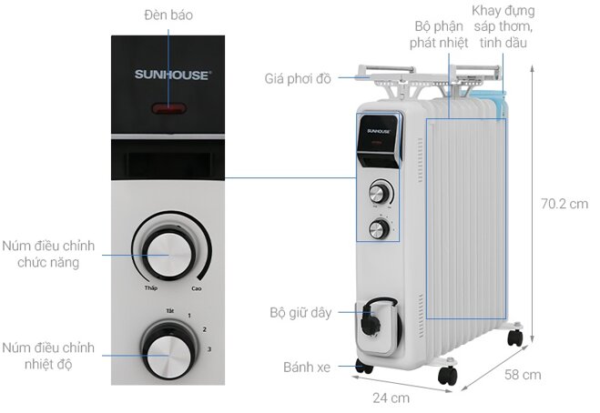 Máy sưởi dầu Sunhouse