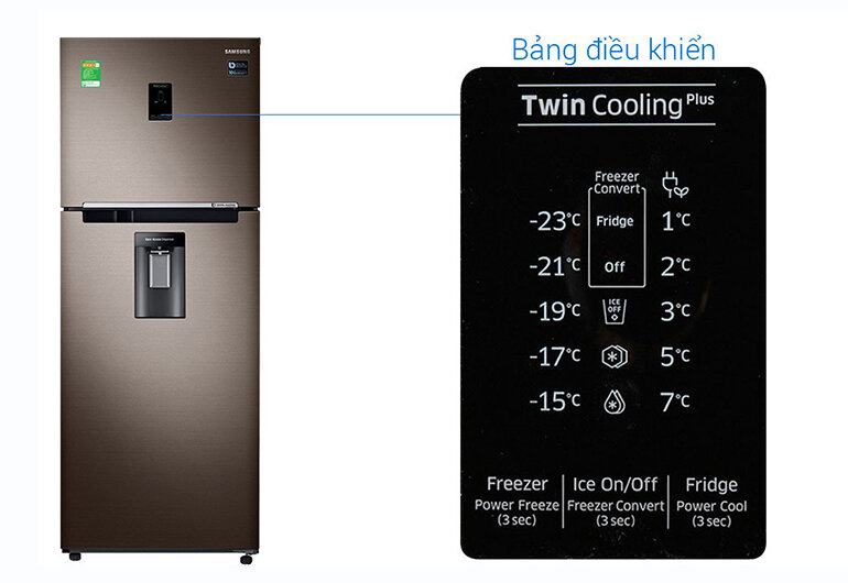 Thiết kế tủ lạnh kết hợp bảng điều khiển thông minh bên ngoài của tủ lạnh Samsung 360l