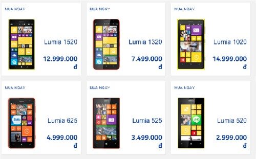 Nhiều cửa hàng đang bán Lumia 1020 với giá thấp hơn tới vài triệu đồng so với giá Nokia công bố trên website.