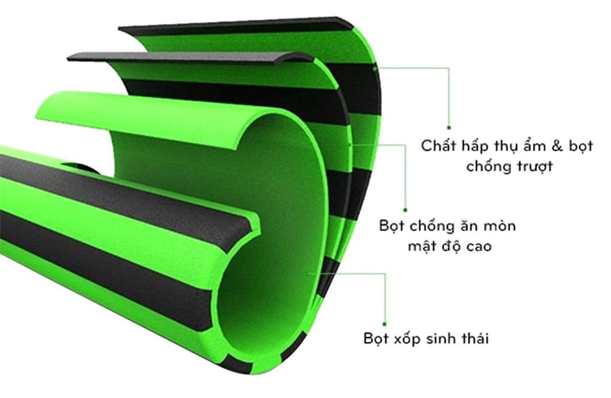 Phần mút cầm tay phía ngoài được nâng cấp với cấu tạo 3 lớp, độ bền cao