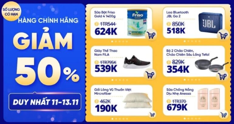 Sale huyền thoại Tiki khuyến mãi 11.11