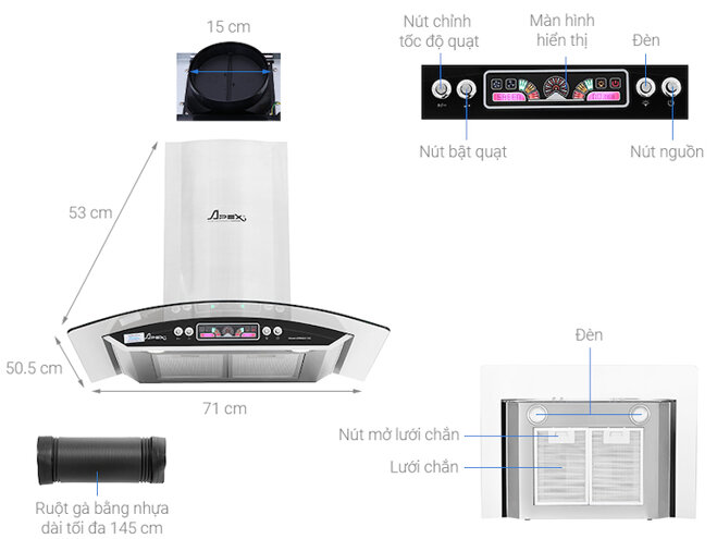 Apex APB6601-70C dễ dàng sử dụng với nút nhấn cùng màn hình hiển thị rõ ràng.