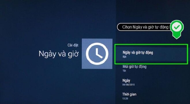 Bật Ngày và giờ tự động