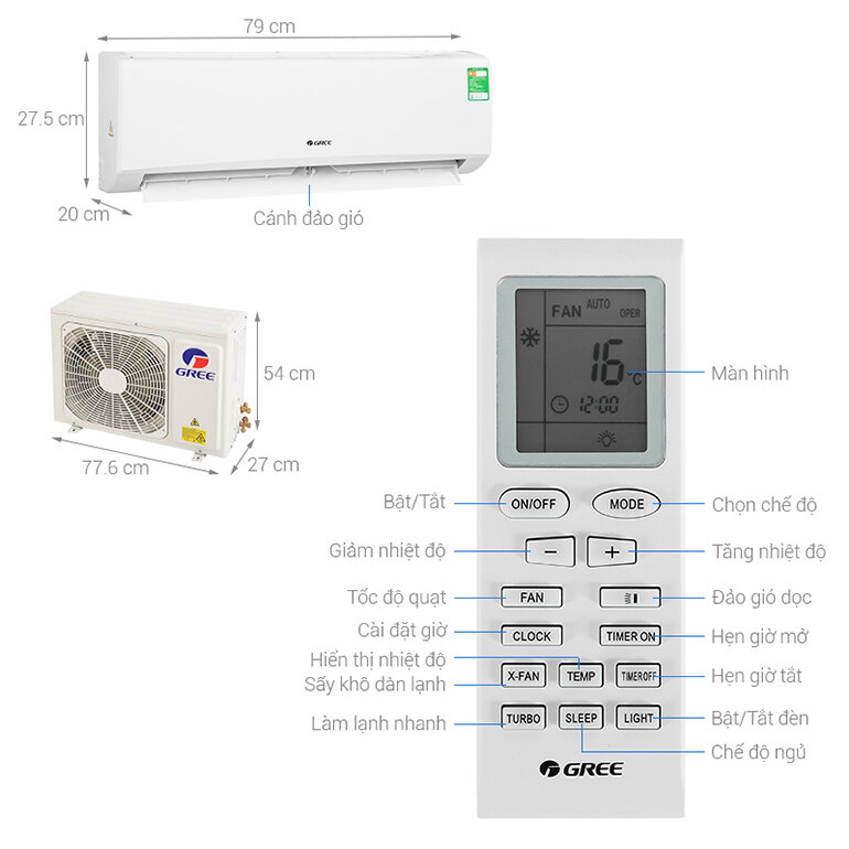 điều hòa Gree 1 chiều 9000BTU GWC09KB-K6N0C4