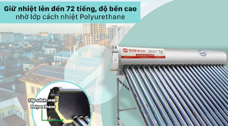 Ưu nhược điểm của máy nước nóng năng lượng mặt trời Sơn Hà 240 lít Nano 58-240