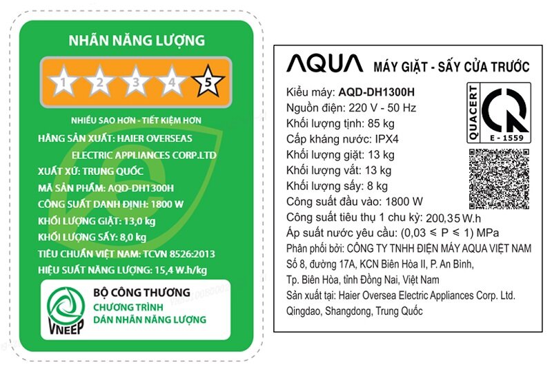 Đánh giá máy giặt sấy Aqua Inverter 13 kg AQD-DH1300H PS