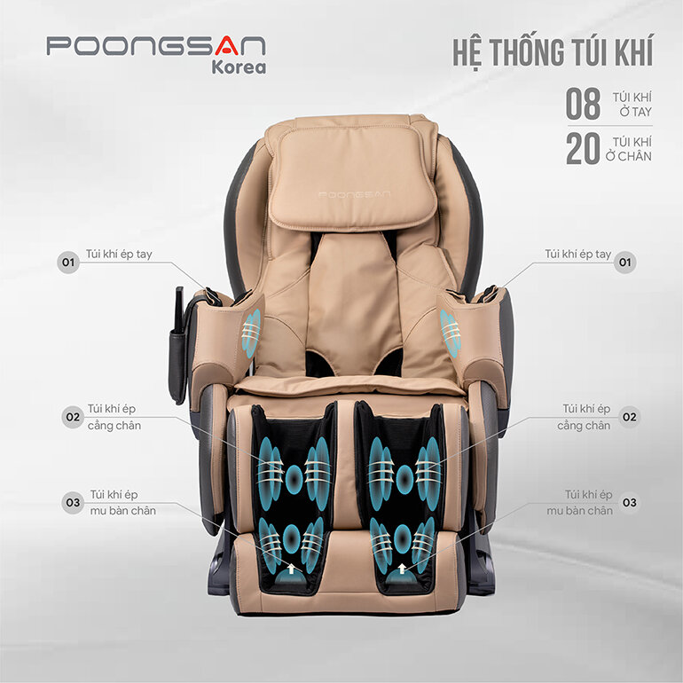 Ghế massage Poongsan MCP-200 với nhiều tính năng hiện đại