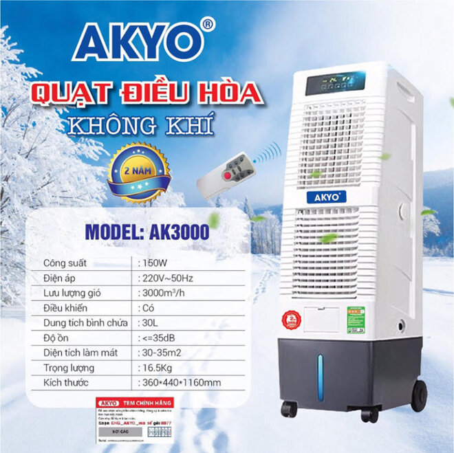 quạt điều hòa akyo ak3000