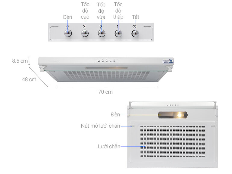 Máy hút mùi treo tường nhãn hiệu Malloca H107W