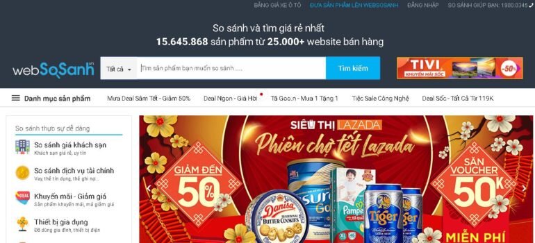 So sánh giá tại cổng thông tin so sánh giá Websosanh.vn trước khi mua hàng