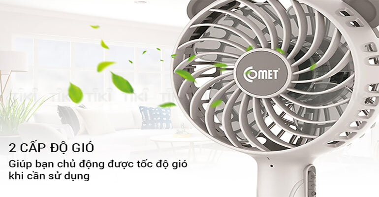 Quạt sạc cầm tay Comet CRF0804 tích hợp 2 cấp độ gió tiện lợi Quạt sạc cầm tay Comet CRF0804