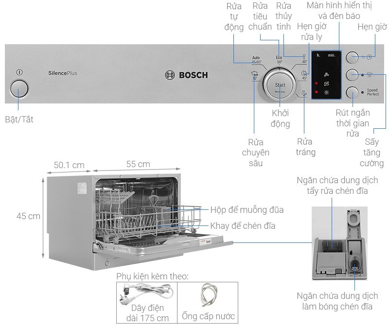 Review chi tiết máy rửa bát Bosch SKS62E38EU những lý do bạn nên sở hữu