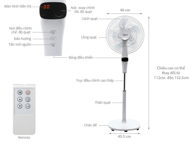 Quạt cây Midea DC inverter FS40-15DR