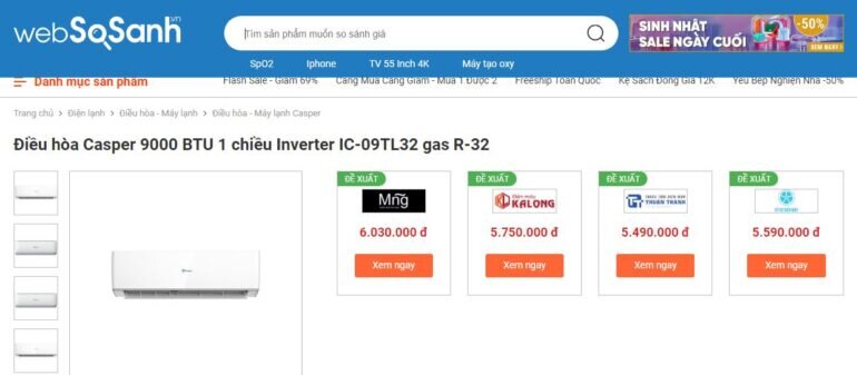 Điều hòa inverter giá 6 triệu thương hiệu Casper