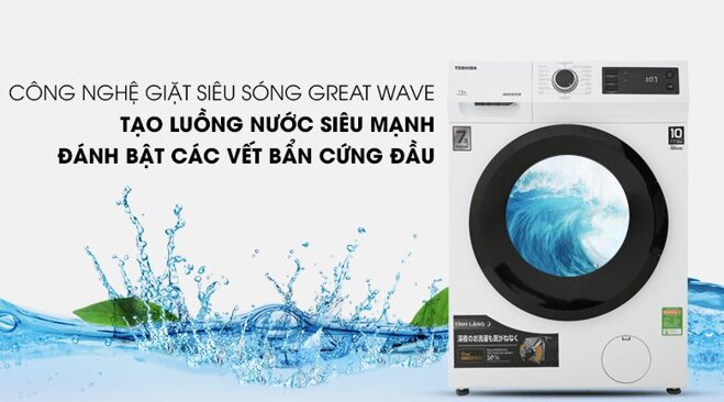 Máy giặt cửa ngang Toshiba có công nghệ phun nước 360 độ