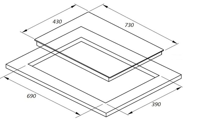 Kích thước lắp đặt bếp từ đôi Canzy CZ-206i