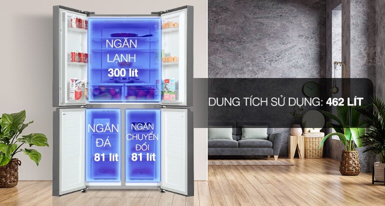 Tủ lạnh Casper RM-520VT có dung tích lớn, ngăn chứa thực phẩm rộng rãi