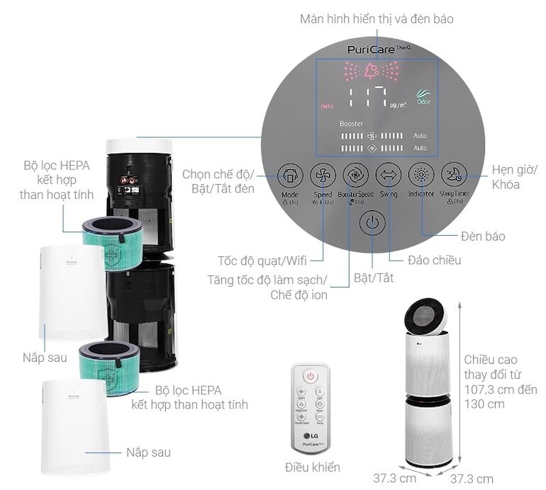 Máy lọc không khí 2 tầng LG PuriCare AS10GDWH0