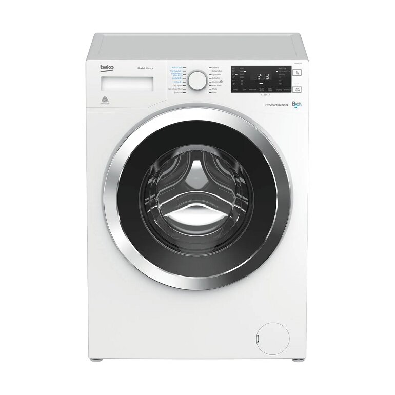 Máy giặt sấy Beko Inverter 8kg WDW85143 có đường nét tinh tế cùng gam màu trắng thanh lịch