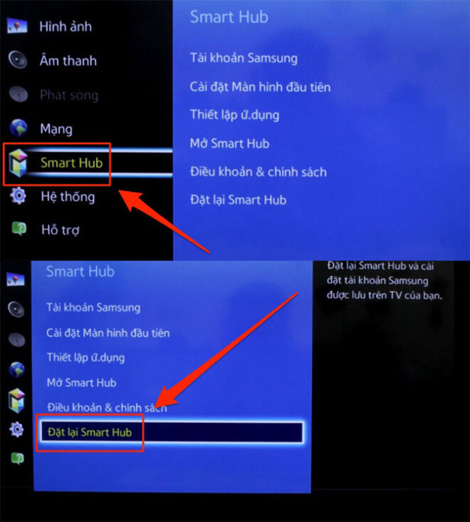 Đối với Smart tivi chạy giao diện Smart Hub