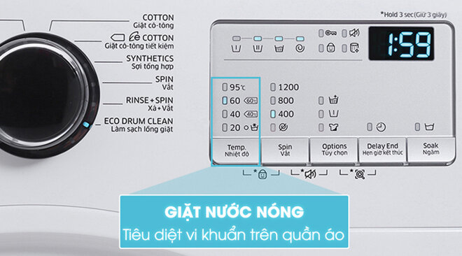 Chế độ giặt nước nóng giúp quần áo sạch hơn