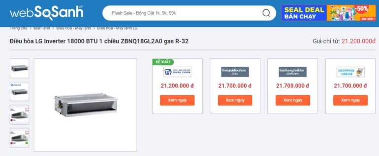 Giá điều hòa LG ZBNQ18GL2A0 Inverter 18000 BTU 1 chiều bao nhiêu tiền?