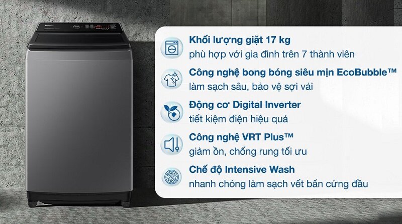 Giá máy giặt Samsung 17 kg WA17CG6442BDSV giảm còn 5 triệu, ngon rẻ bất ngờ!