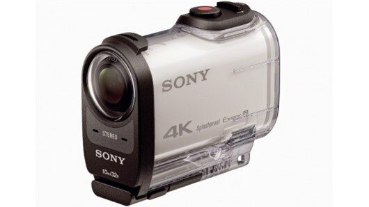 Sony's 4K-shooting FDR-X1000V Action Cam, with its watertight housing 