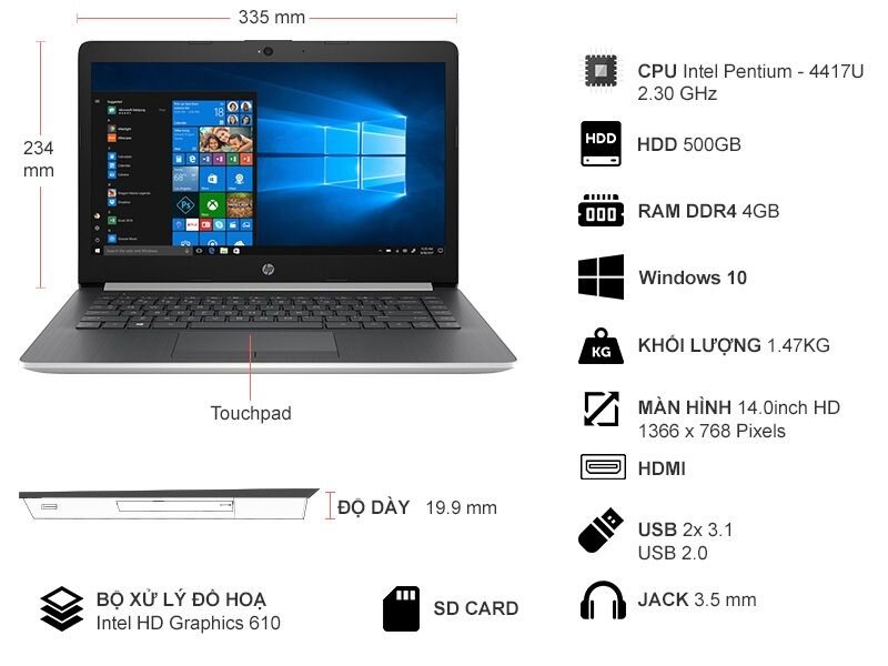 Laptop HP 14-ck0135TU 6KD74PA