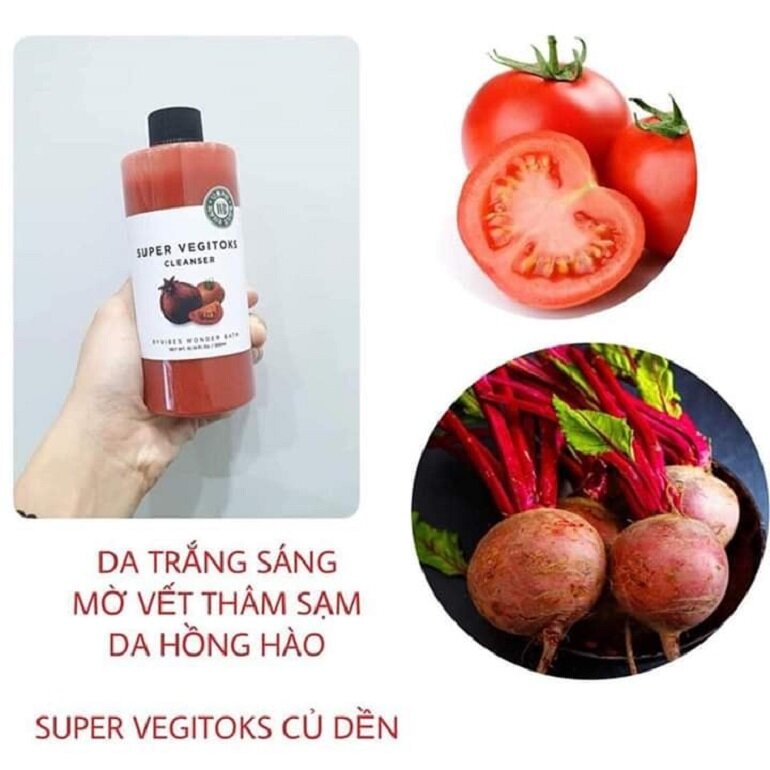 Super Vegitoks Cleanser màu đỏ giúp làm sáng da, rạng rỡ, tươi mới