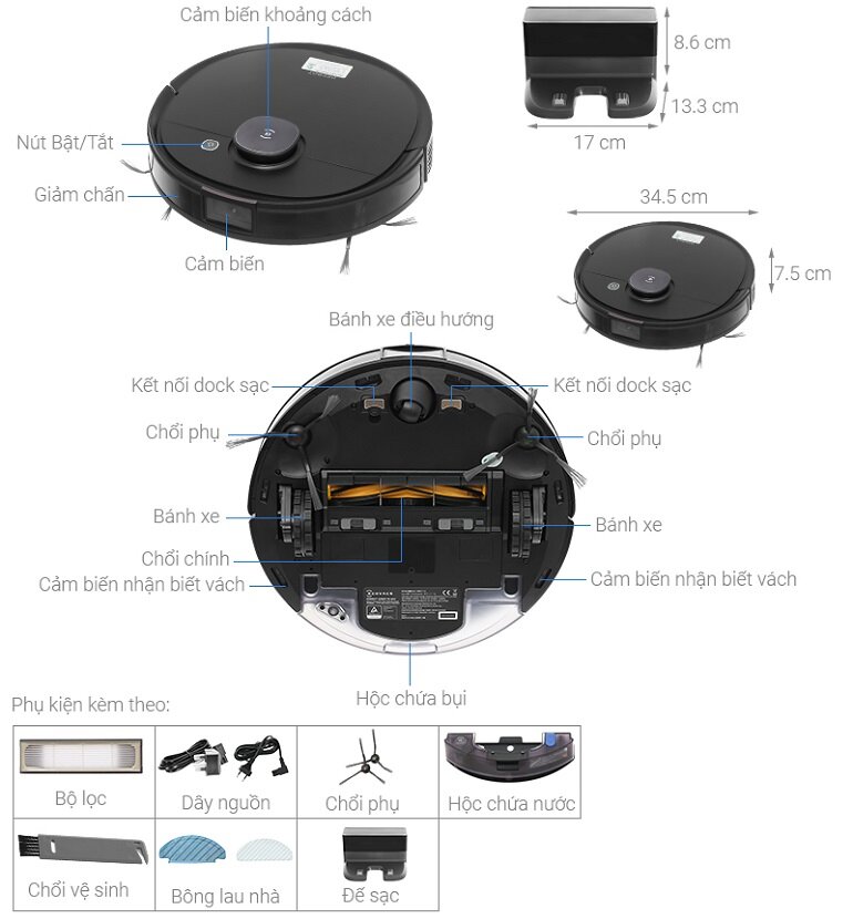 Robot hút bụi Ecovacs Deebot T8 Aivi - Bản Châu Á