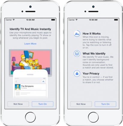 Facebook's new TV, music and movies identification feature.