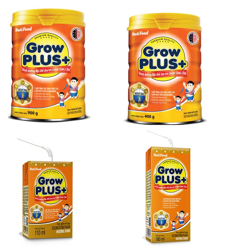 Sữa bột Grow Plus+ cam cho trẻ chậm tăng cân