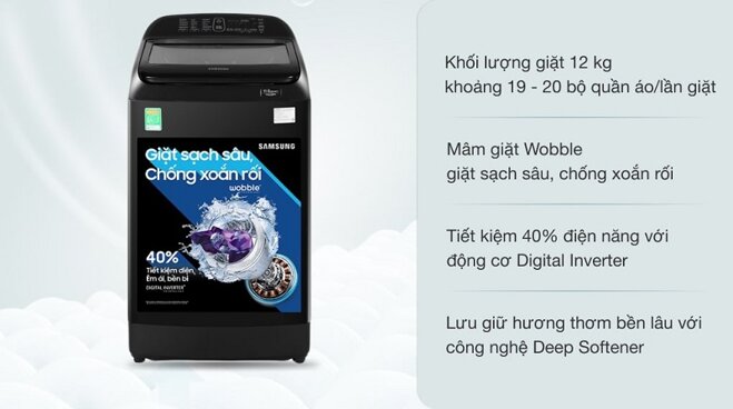 TOP 3 máy giặt Samsung 12kg cửa trên đáng mua năm 2024