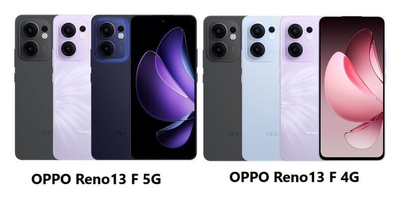 So sánh điện thoại OPPO Reno13 F 4G và Reno 13 F 5G: 