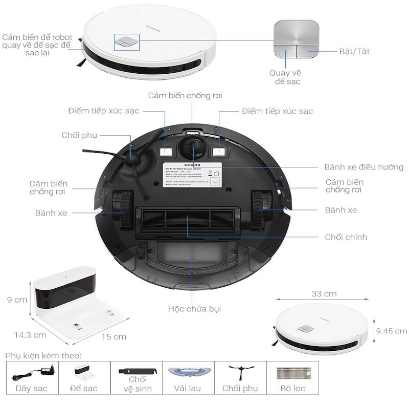 Robot hút bụi lau nhà của Nhật Hitachi RV-X15N