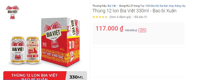 Bia Đại Việt đang sale tới 22%