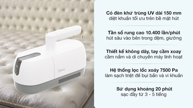 Máy hút bụi đệm giường Midea MVC-BC5UV