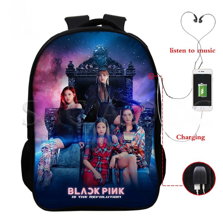 Cặp sách Blackpink USB sạc Mochila