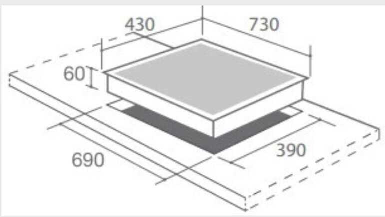 Kích thước lắp đặt bếp từ Canzy CZI 9978 Plus