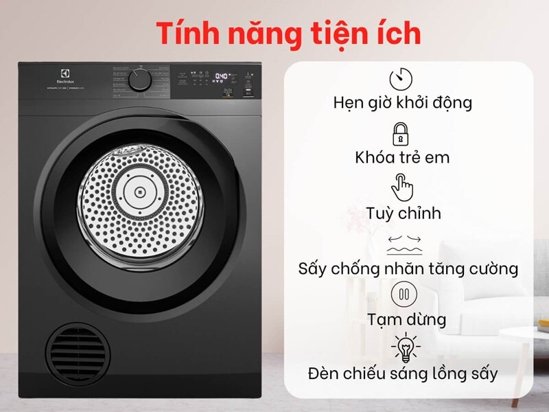 4 nâng cấp của máy sấy quần áo Electrolux UltimateCare 300 9 kg EDV904H3WC/EDV904N3SC