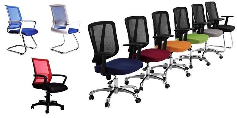 Ghế nhân viên có nhiều loại khác nhau như ghế xoay, ghế chân quỳ