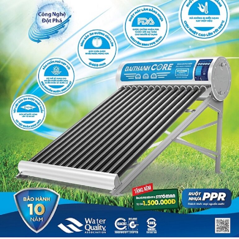 Review chi tiết máy nước nóng năng lượng mặt trời Đại Thành Core 250l (58-24) 